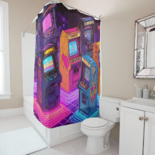 Retro Arcade Machines Shower Curtain