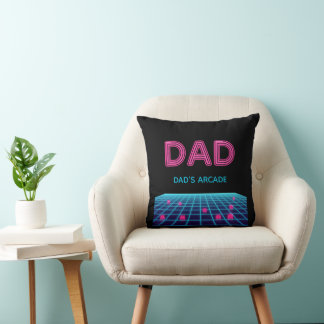 Retro Arcade Neon DAD Custom Year Father's Day Gif Cushion