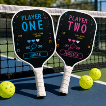 Retro Arcade Player One Personalised Pickleball