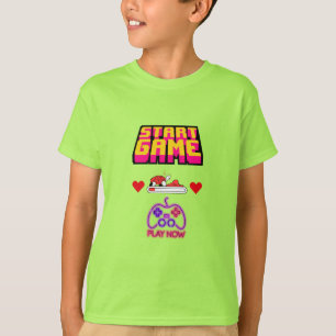 Retro Arcade Start Game Neon UI Design T-Shirt