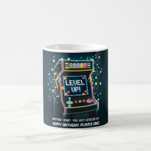 Retro Arcade-Themed Birthday - "Level Up!" Gamer Coffee Mug