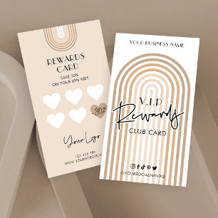 Retro Arch Boho Beige Trendy Business Logo Loyalty Card