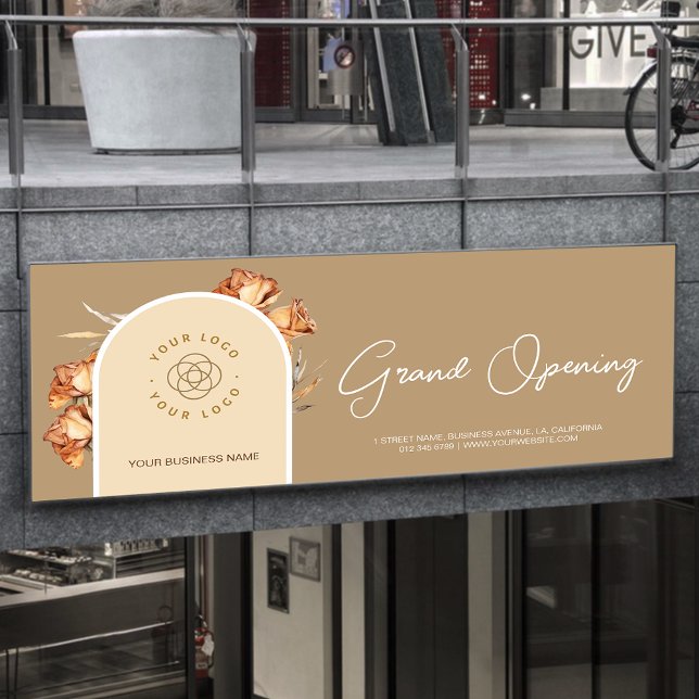 Retro Arch Flower Business Logo Grand Opening  Banner (Retro Arch Flower Business Logo Grand Opening Banner)
