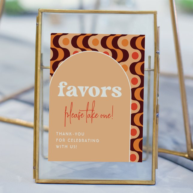 Retro Arch Orange Wedding Favours Sign (Creator Uploaded)