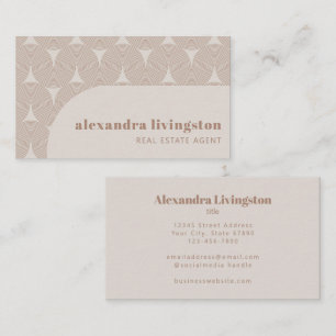 Retro Arch Pattern Beige Tan Real Estate Agent Business Card