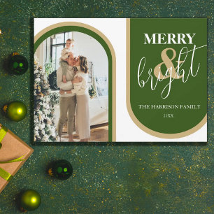 Retro Arch Photo Christmas Holiday Card