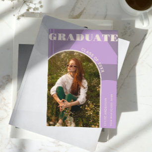 Retro Arch Purple Photo Graduation Announcement