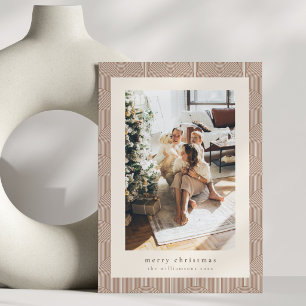 Retro Arch Taupe Neutral Merry Christmas Photo Holiday Card
