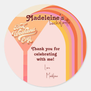 Retro Arch Vintage Sunset Abstract Bachelorette Classic Round Sticker