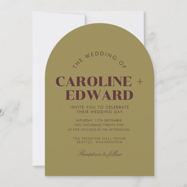 Retro Arched Striped Wedding Invitation (Front)