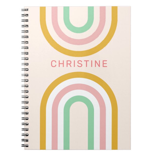 Retro Arched Stripes Pastel Pink Minimal Notebook (Front)