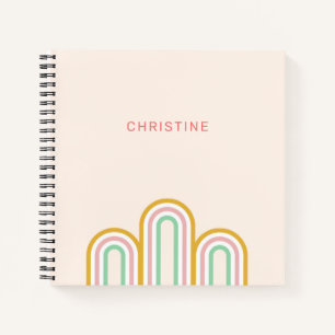 Retro Arched Stripes Pastel Pink Minimal Notebook