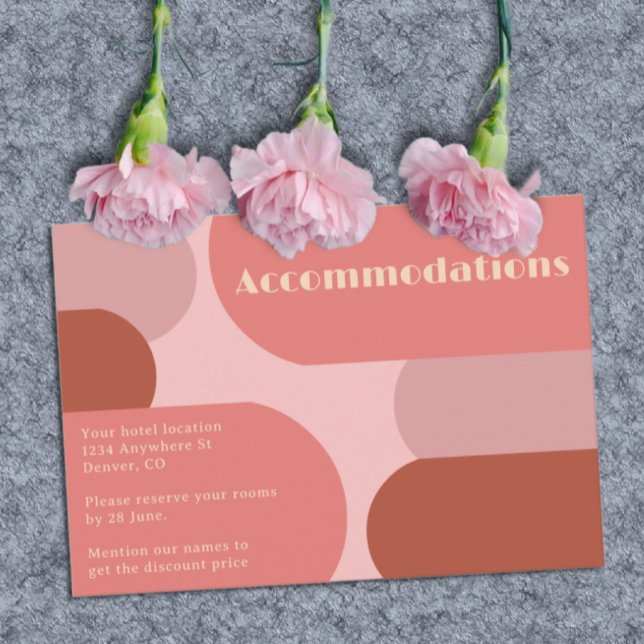 Retro Arches Coral Pink Wedding Accommodations Enclosure Card (Creator Uploaded)