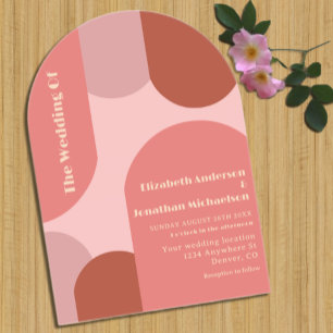 Retro Arches Coral Pink Wedding Acrylic Invitations