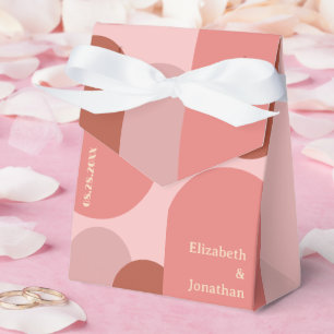 Retro Arches Coral Pink Wedding Favour Box