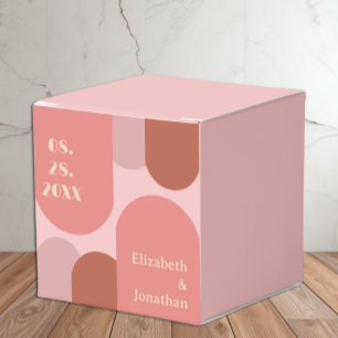 Retro Arches Coral Pink Wedding Favour Box