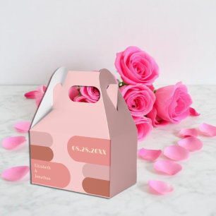 Retro Arches Coral Pink Wedding Favour Box