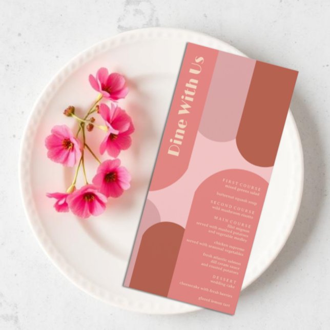 Retro Arches Coral Pink Wedding Menu (Creator Uploaded)