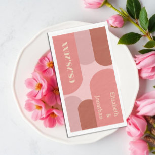 Retro Arches Coral Pink Wedding Napkins