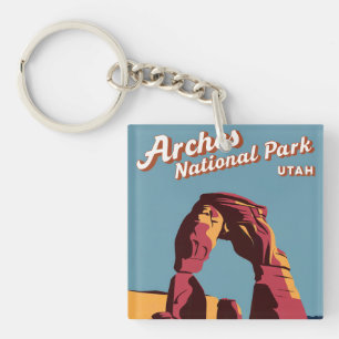 Retro Arches National Park Utah Illustration Key Ring
