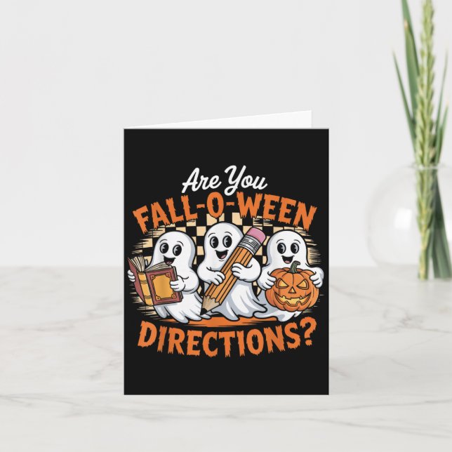 Retro Are You Fall O Ween Directions Ghost Hallowe Card (Front)