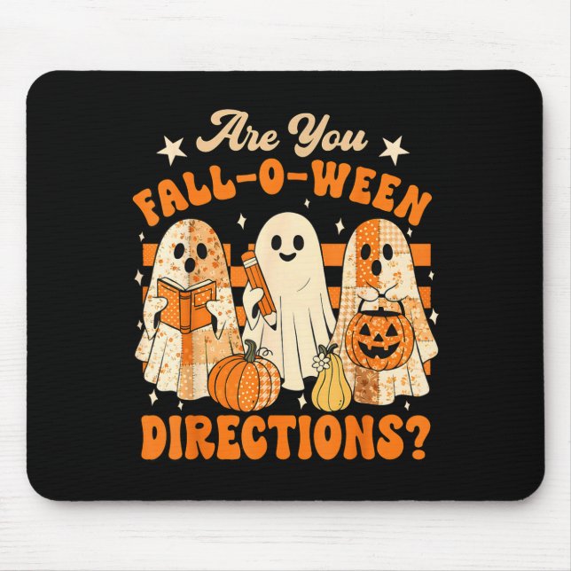 Retro Are You Fall O Ween Directions Teacher Hallo Mouse Pad (Front)