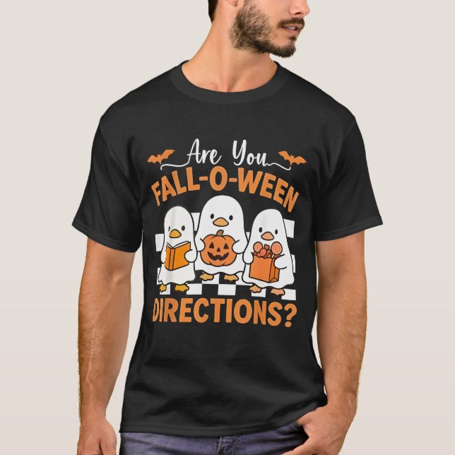 Retro are You Fall O Ween Directions Teacher Hallo T-Shirt (Front)