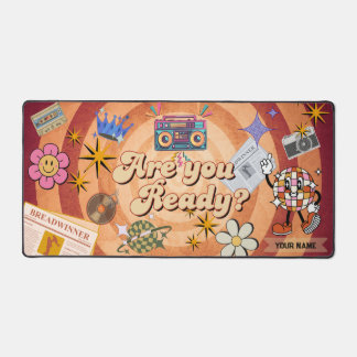 Retro Are You Ready Desk Vibes with Custom Name Desk Mat