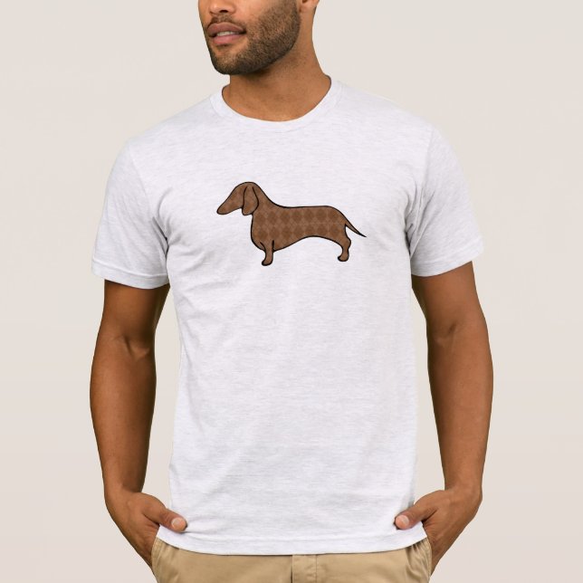 Retro Argyle Dachshund T Shirt (Front)