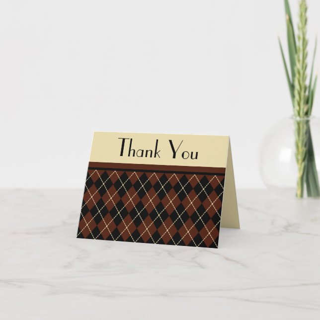 Retro Argyle Thank You Card (Front)
