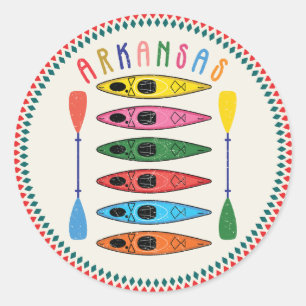 Retro Arkansas Kayaking Classic Round Sticker