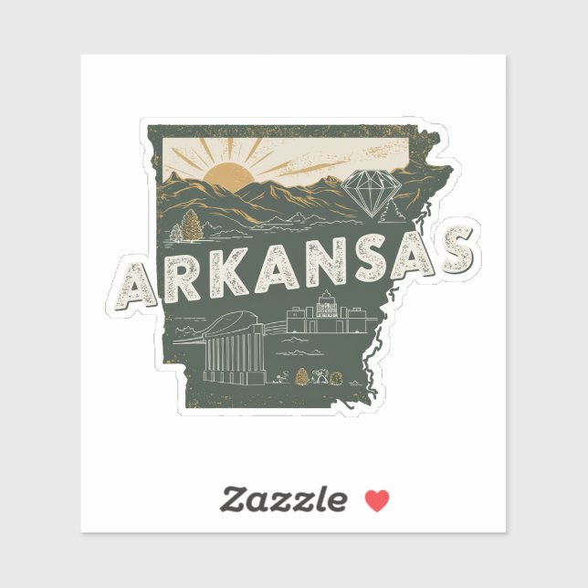 Retro Arkansas State Car Sticker (Sheet)