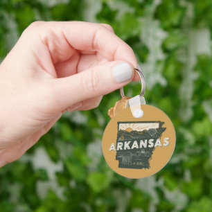 Retro Arkansas State Customisable Key Ring