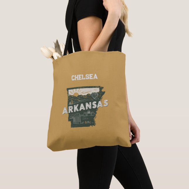 Retro Arkansas State Personalised Tote Bag (Close Up)