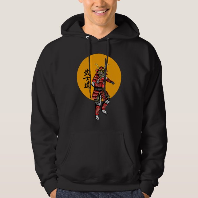 Retro Armoured Samurai with Katana Hoodie (Front)