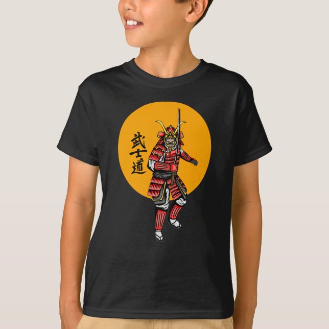 Retro Armoured Samurai with Katana T-Shirt (Front)