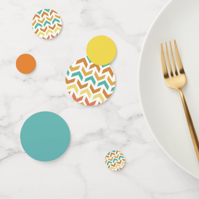 Retro Arrows Chevron Orange Teal Gold Confetti (Group)