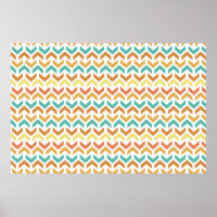 Retro Arrows Chevron Orange Teal Gold Pattern
