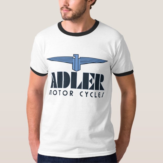 Retro art deco Adler motorcycles logo eagle wing T-Shirt (Front)