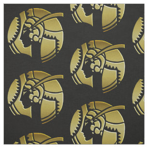 Retro Art Deco Black and Gold Vintage Woman Fabric