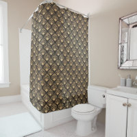 Retro Art Deco Black And Sepia Fan Pattern