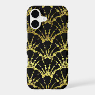 Retro Art Deco Black / Gold Shell Scale Pattern