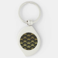Retro Art Deco Black / Gold Shell Scale Pattern