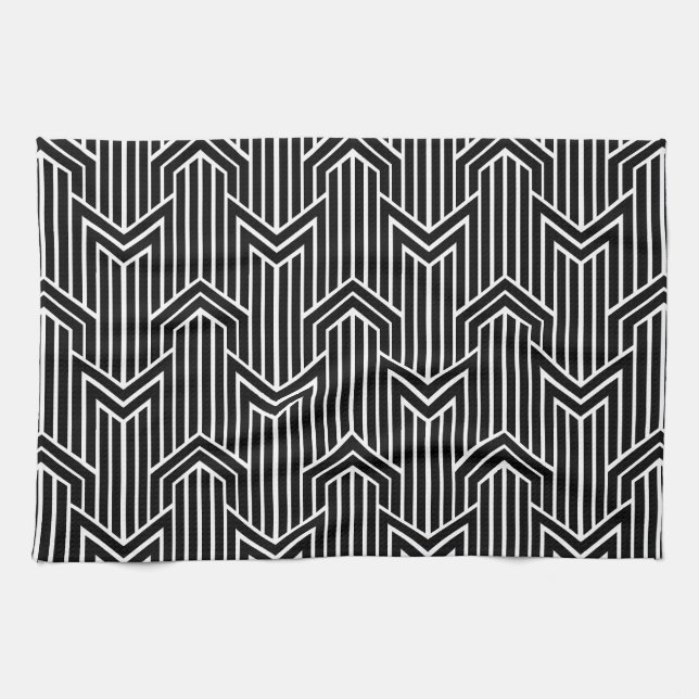 Retro Art Deco Chevron Pattern Tea Towel (Horizontal)