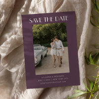 Retro Art Deco Dark Dusty Purple Photo Wedding