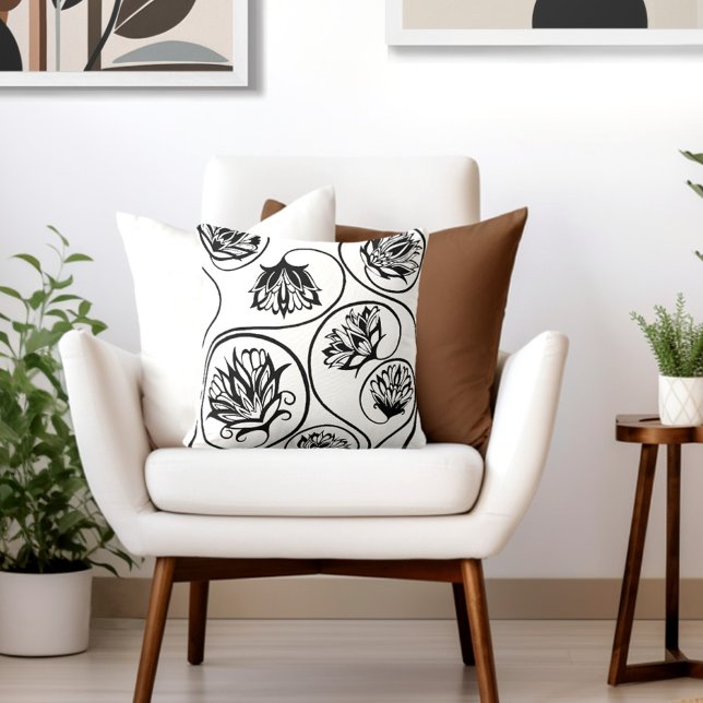 Retro Art Deco Floral Cushion (Style with the perfect blend of retro floral & elegance to your living room.)