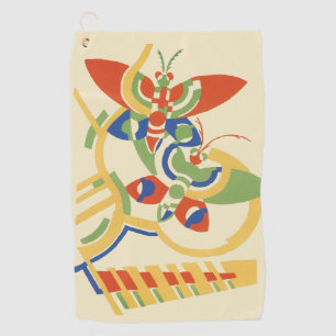 Retro Art Deco Geometric Floral Poster Art Golf Towel