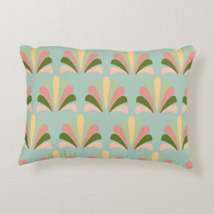 Retro Art Deco Green Pink Decorative Cushion