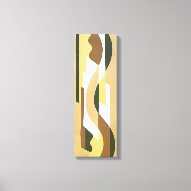 Retro Art Deco Jazz Brown Autumn Curve Pattern Canvas Print (Front)