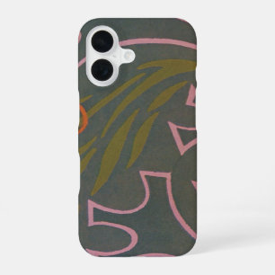 Retro Art Deco Jazz Pink Orange Grey Lines Pattern iPhone 16 Case